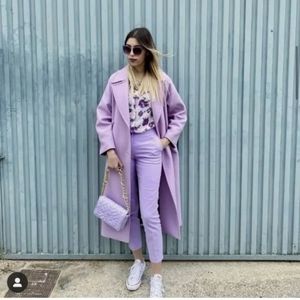 ZARA Long Wool Purple Lavender Jacket Manteco Wool Coat 8733/744